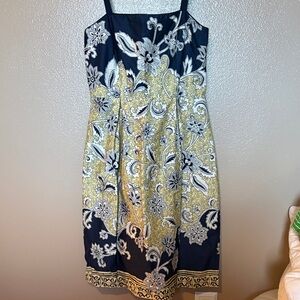 Jessica Howard Floral Print Navy and Yellow Sundress